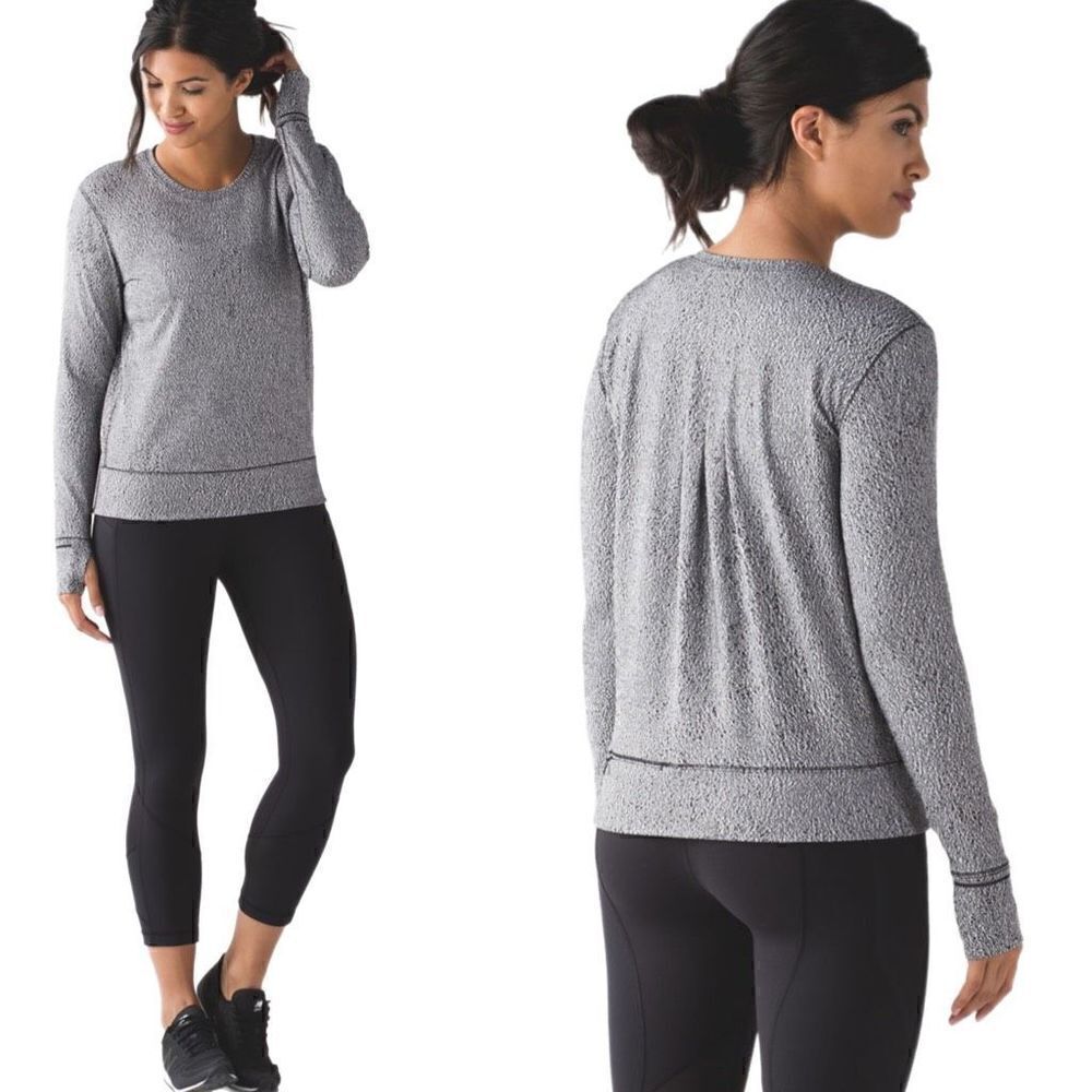Lululemon Rush Hour Long Sleeve Running Luon Spray Jacquard White Black